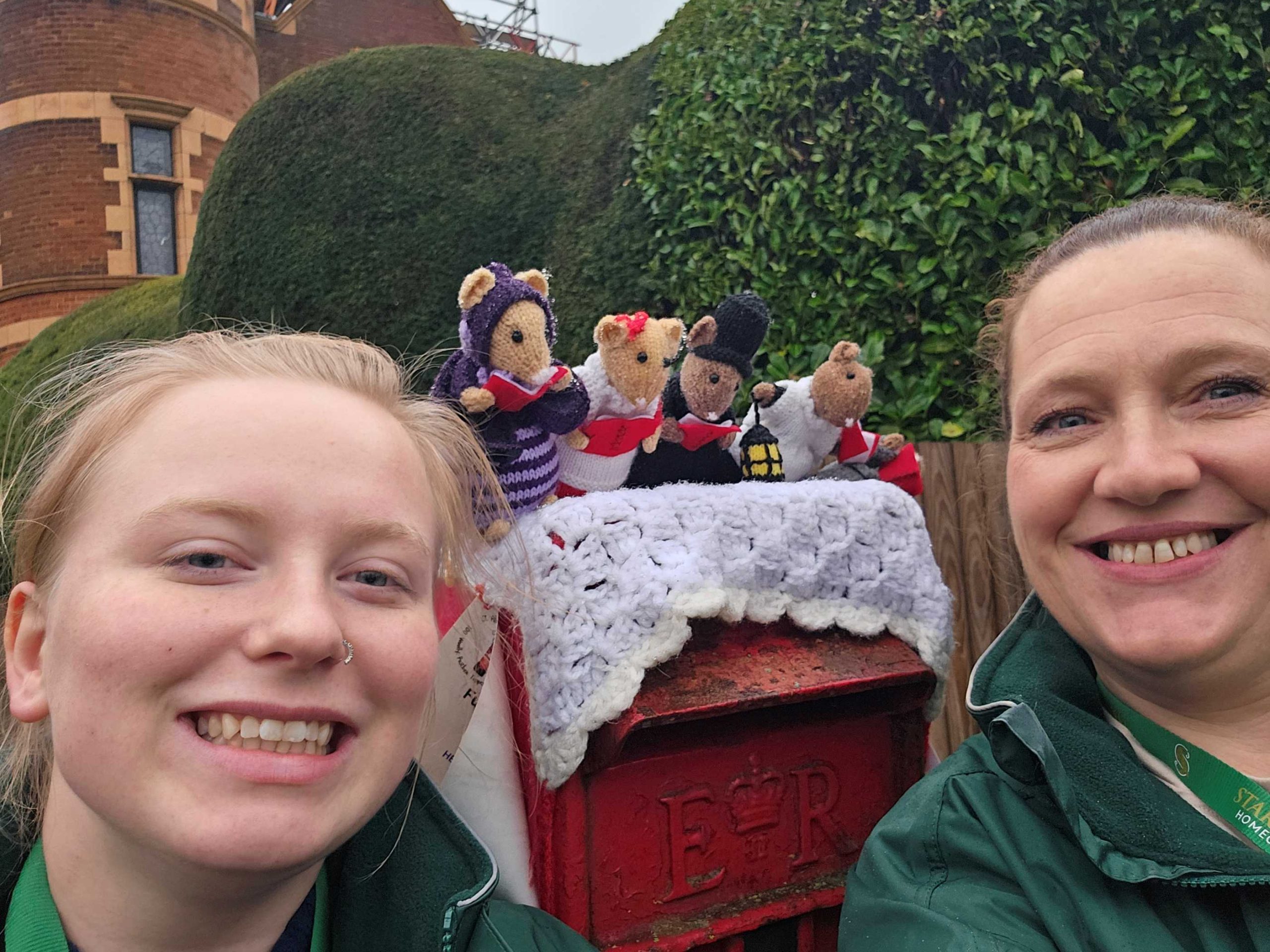 St Albans postbox with Chloe and Kelly