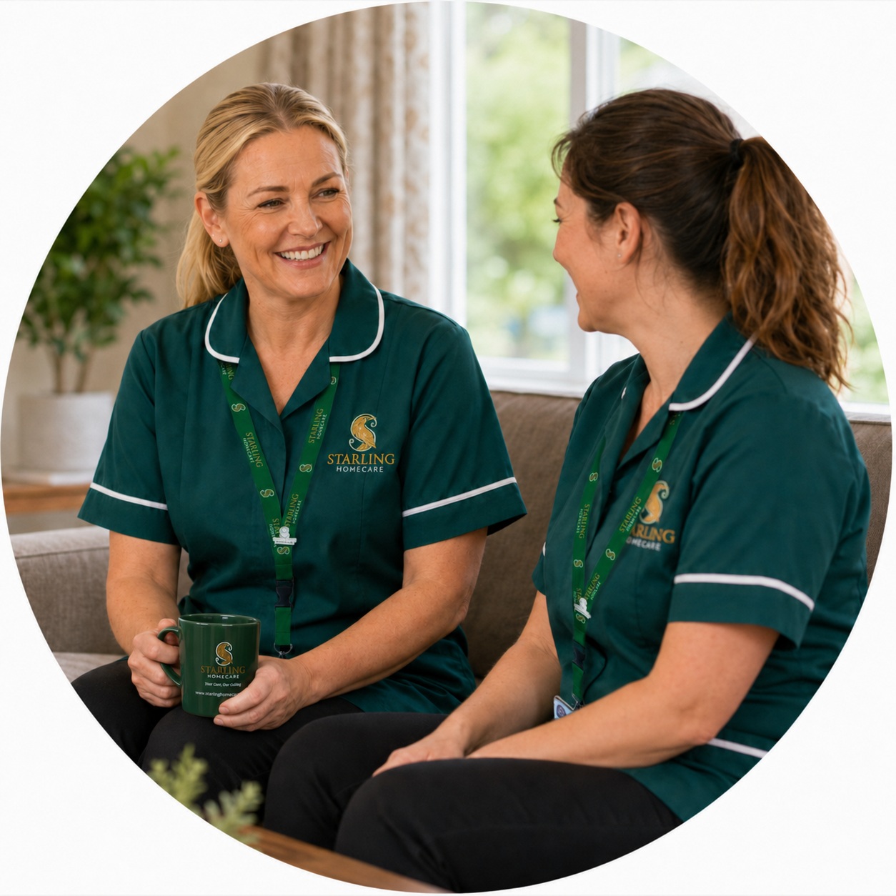 Two Starling Homecare carers chatting together
