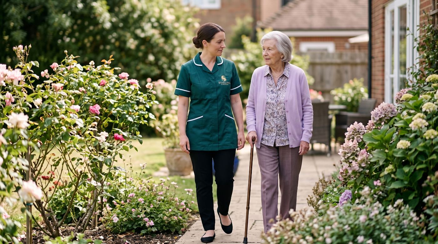 A Starling Homecare carer supporting later life care in Welwyn Garden City and Hatfield