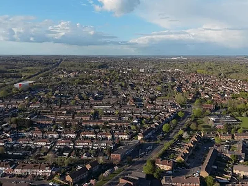 Aerial view over Cheshunt in Hertfordshire