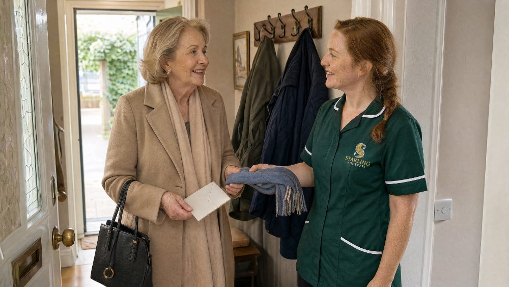 Hertfordshire Local Transport Plan: a say for people who don’t drive Carer helping an older woman plan how to get to a hospital appointment without driving, at home in Harpenden